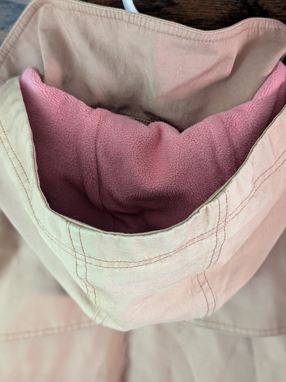 Boden Heavy Camel Trench Coat Removable Hood Pink Fleece Lined - US 16/18 UK20 - Picture 4 of 9